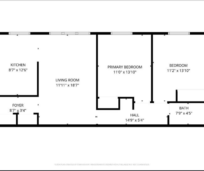 2 Bedroom 1 Bath Floor Plan