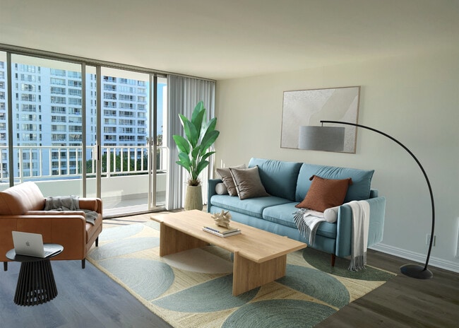 Living room leads to balcony for ocean views