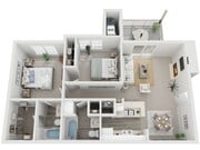 Two Bedroom Two Bathroom, 922 sqft, Stackable W/D Connections, Fireplace in Selected Units