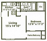 1BR/1BA
