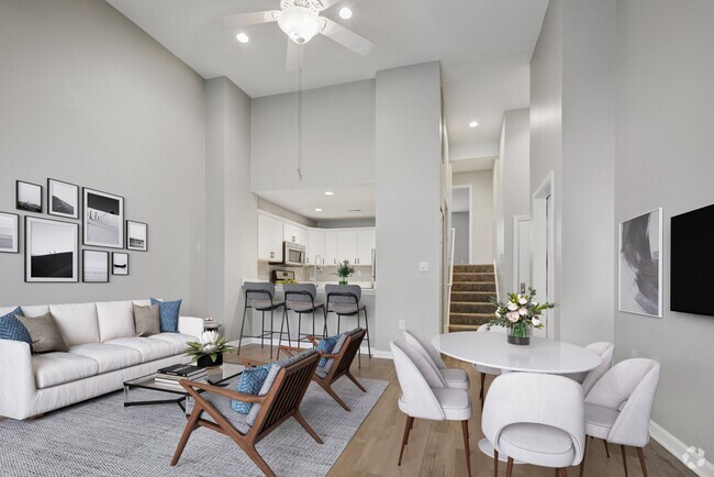 Kitchen and living dining area looking toward the split level stairs - Avana Marlborough Rental