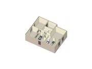 Two bedroom. Kitchen has overhead cabinets above stove.