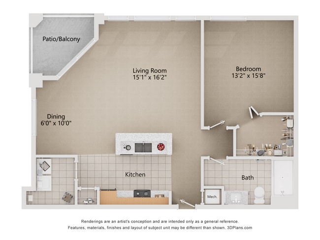 Harrison_1 Bed_1Bath_784 sq ft - Legacy at Fort Clarke