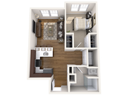 Explore this cozy apartment layout with modern amenities and efficient use of space.