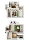 Plano de planta de 2 habitaciones y 1,5 baños en Landmark at Tanasbourne