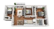 Furnished Floorplan of 3 Bedroom 1 Bath - Small