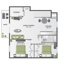 2 Bedroom 925 sq ft Renovated