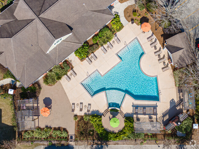 Aerial Pool View - Houma Highlands Rental