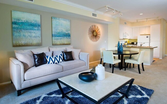 Classic Package I living and dining room with carpet