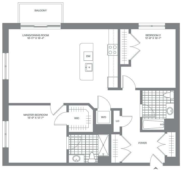 Floor Plan - 2 Bed/2 Bath