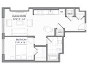 Un dormitorio, un baño (720 pies cuadrados)