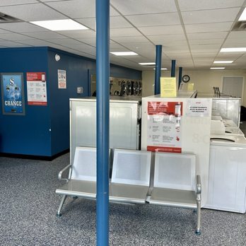 Inside the laundromat