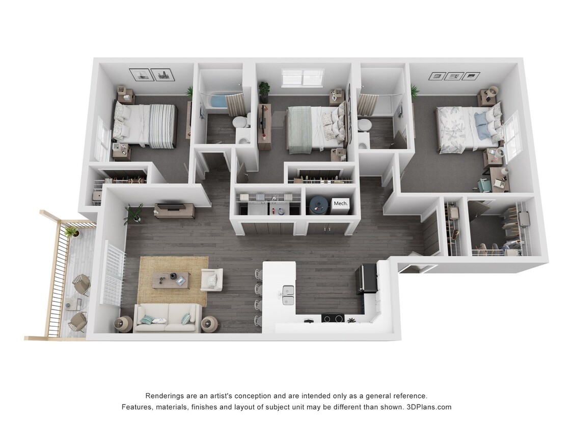 Floor Plan - 3 Bedrooms, 2 Bathrooms