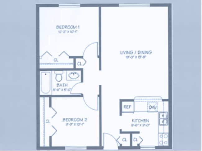 CYPRESS- 2 BDR/ 1BA - Cutler Gardens Apartments