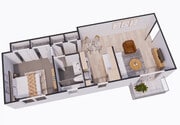 1BR 1BA 800 SQFT