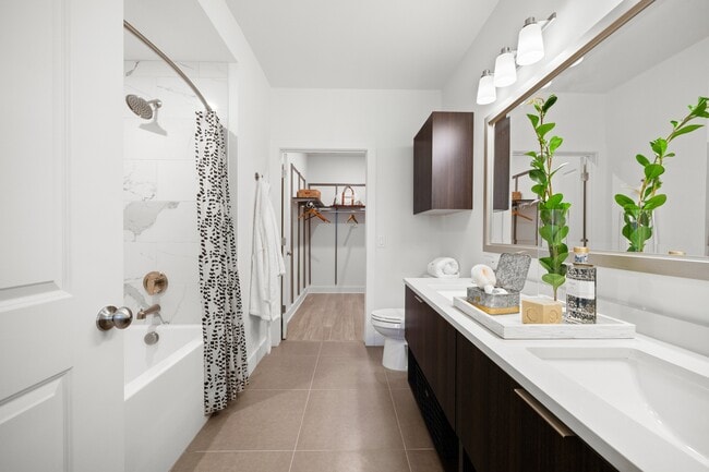 Spa-inspired bathroom with ample storage space