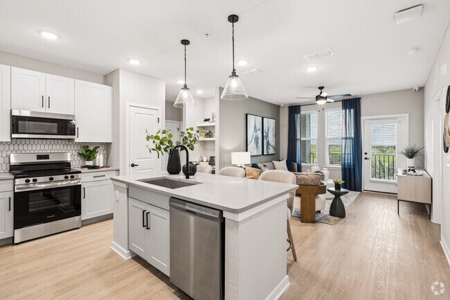 2BR, 2BA - 1,088SF - Kitchen, Living Room - The Sante
