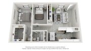 A 3D floor plan rendering of The Bismarck.