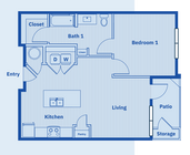 The Hampton: 1BR 1BA