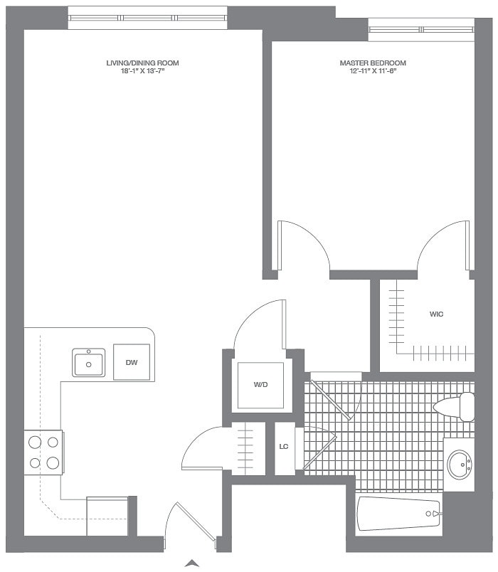 Floor Plan - 1 Bed/1 Bath