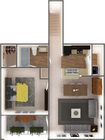 Apartamento de 1 dormitorio y 1 baño con garaje (planta alta)