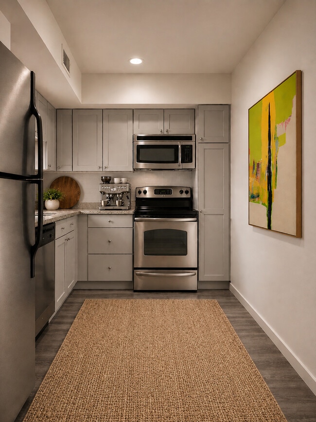 1BR, 1BA, Corner Unit / Kitchen