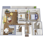 Two bedroom, two bath, 1,124 square feet