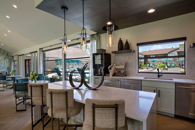 Lounge para residentes con área de bar con fregadero - Willow Lake Apartments