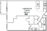 1 bedroom, 1 bath room
