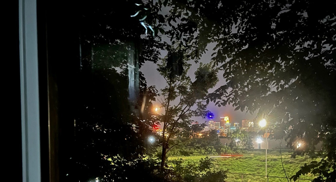 Actual view of the downtown Minneapolis Skyline from from the master bedroom front window - 1094 11th Ave SE