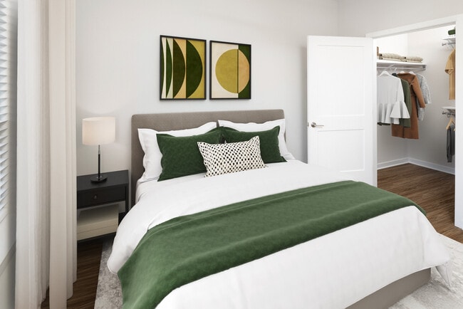 Bedroom with hard-surface vinyl plank flooring - Avalon Wayne