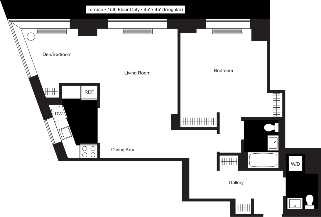 Floor Plan - 1 Bedroom w/ HO / 1.5 Bathroom