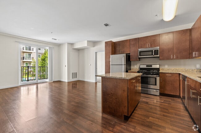 2BR, 2BA - 1,104SF- Kitchen and Living Room - One Glover