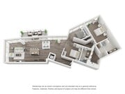 Plano de planta de 3 habitaciones