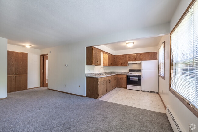 1BR, 1BA - 575SF - Living Room and Kitchen