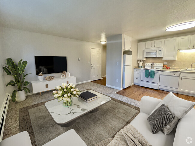 2 BR, 1 BA - Living Room - The Stapleton Apartments