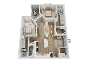 Welcome to our spacious 1,225-square-foot two-bedroom, two-bathroom “Cobi” floorplan, thoughtfully designed for comfortable living. This open-concept floorplan not only offers an abundance of space, but it also offers a host of convenient features. The modern kitchen, complete with modern stainless-