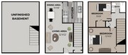 Plano de casa adosada de 2 habitaciones y 1 baño en Campus Court