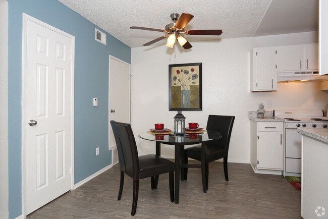 Dining room with the closet door in background