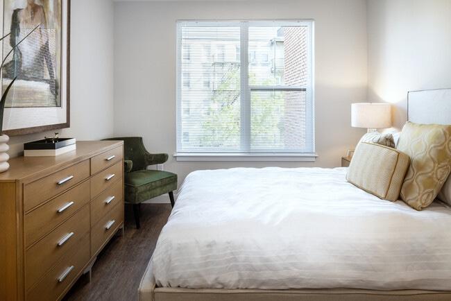 Bedroom with hard surface flooring