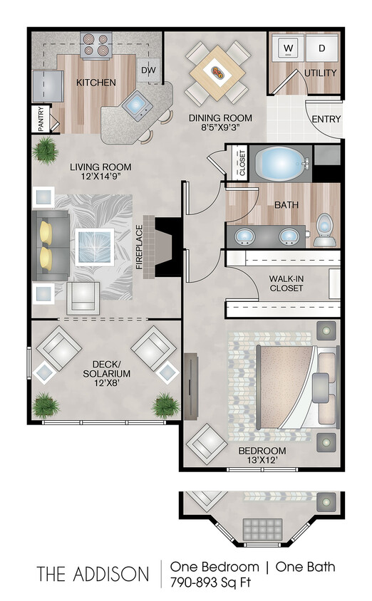 893 square feet - The Addison With Solarium