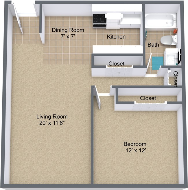 1BR, 1BA - Traditional
