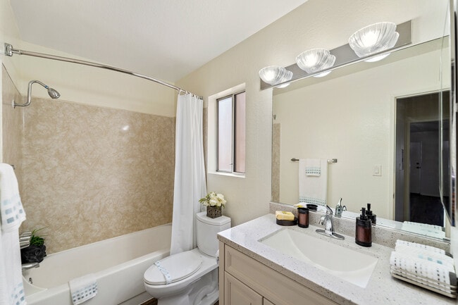 Upgraded bathroom at the Enclave Apartments in Studio City, CA