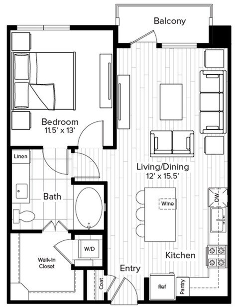 1 Bed 1 Bath - A1.2