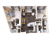 Two Bedroom Apartment with Spacious Walk-In Closets and double Vanity