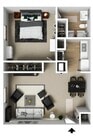 One Bedroom, 700 sqft