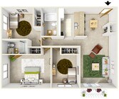 3 Bedroom/2 Bath 3D Floor Plan