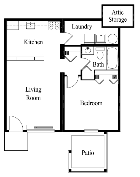 Hampton - One Bedroom One Bath Apartment