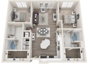 The Louis, Two Bedrooms, Two Bathrooms, 1177-1215 sqft, Full-Size Washer/Dryer, Patio/Balcony, Two Walk-in Closets