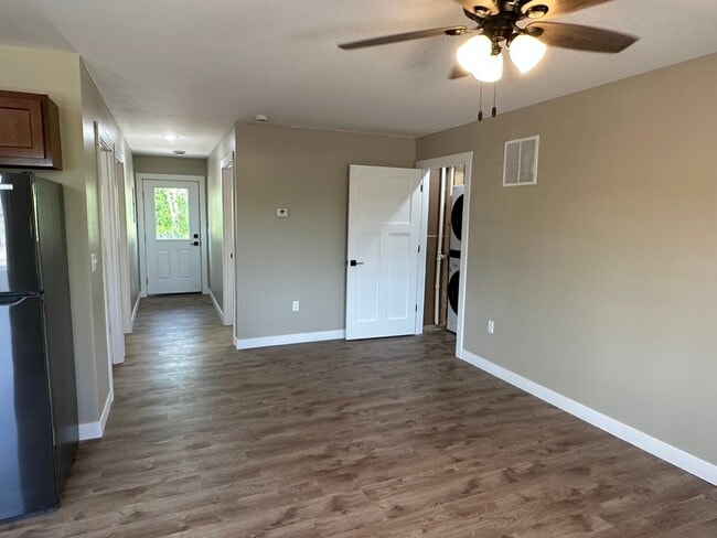 view from living room to back door